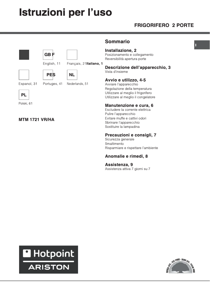 Page n°1 - Manuel utilisateur Hotpoint Ariston MTM 1722 VR/HA