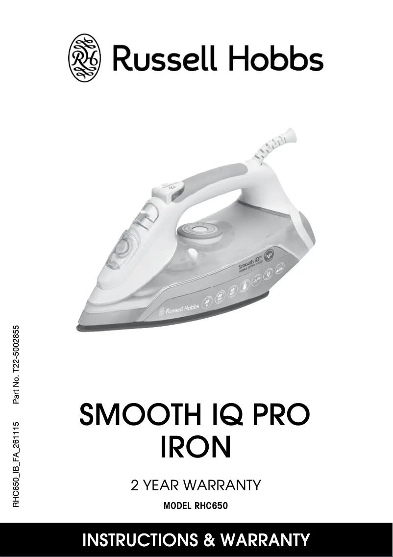 Page n°1 - Manuel utilisateur Russell Hobbs Smooth IQ Pro RHC650