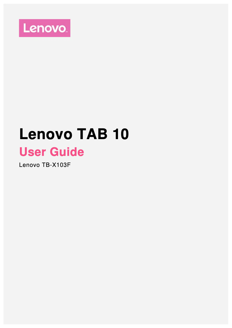 Page n°1 - Manuel utilisateur Lenovo Tab 10