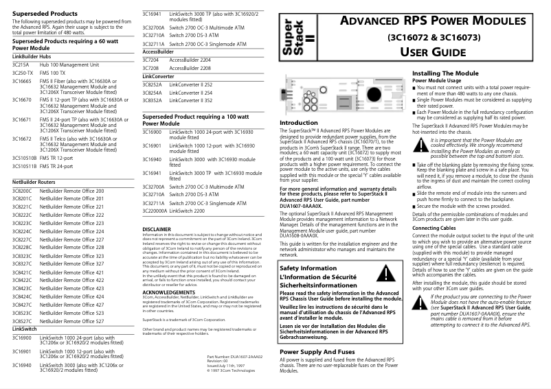 Image de la première page du manuel de l'appareil Superstack Advanced RPS 60W