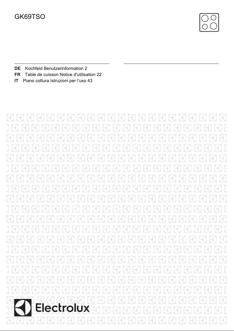 Page 1 de la notice Manuel utilisateur Electrolux GK69TSO