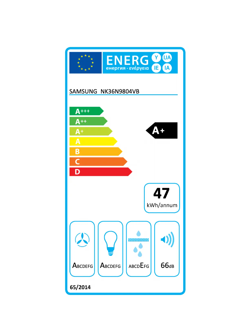 Page n°1 - Label énergétique Samsung NK36N9804VB