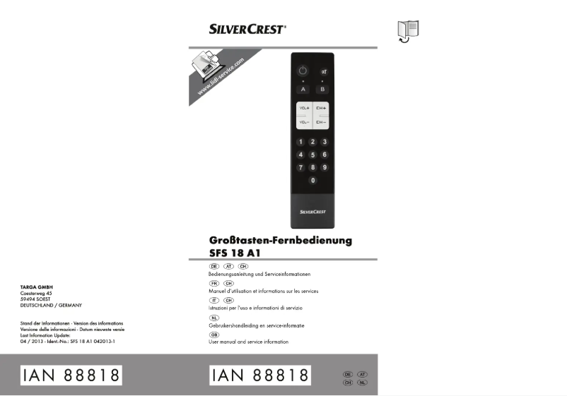 Image de la première page du manuel de l'appareil SFS 18 A1