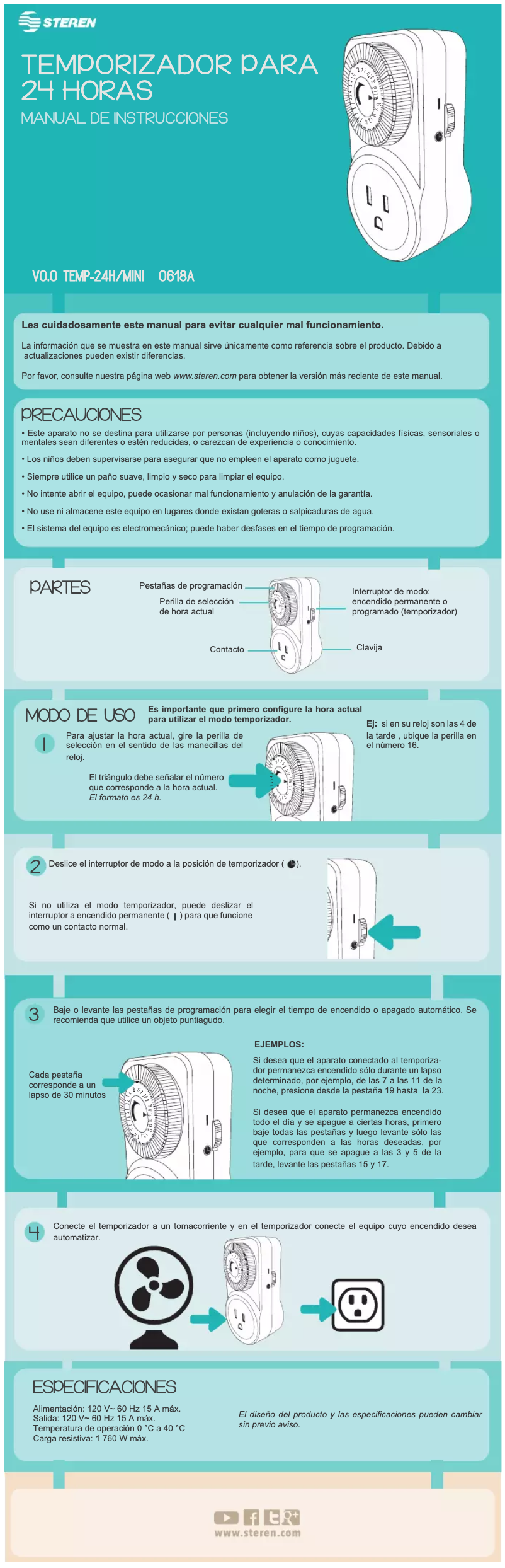 Page 1 of the manual User Manual Steren TEMP-24H/MINI
