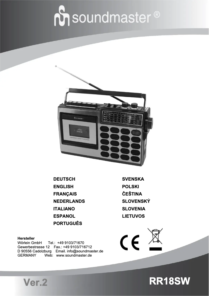 Page 1 de la notice Manuel utilisateur Soundmaster RR18SW
