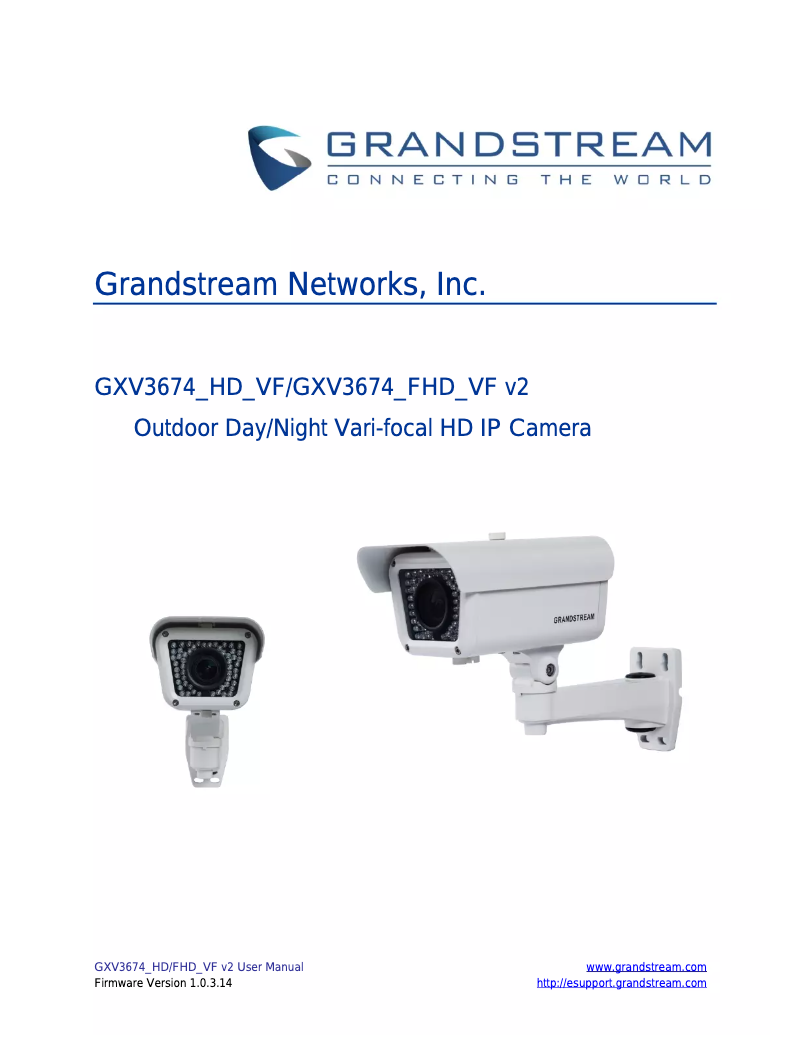 Page 1 de la notice Manuel utilisateur Grandstream GXV3674_HD