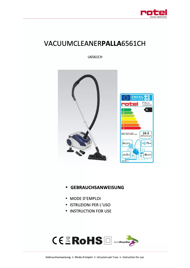 Page n°1 - Manuel utilisateur Rotel Palla U6561CH