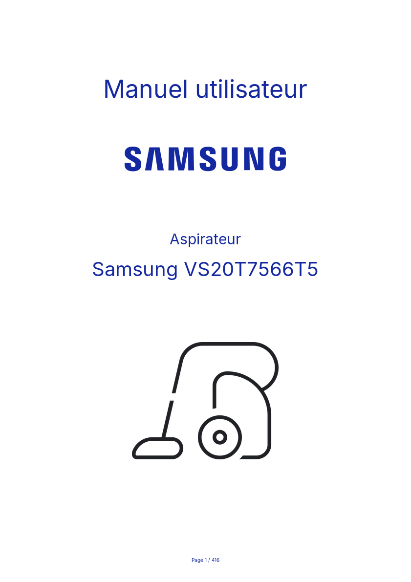 Page n°1 - Manuel utilisateur Samsung VS20T7566T5