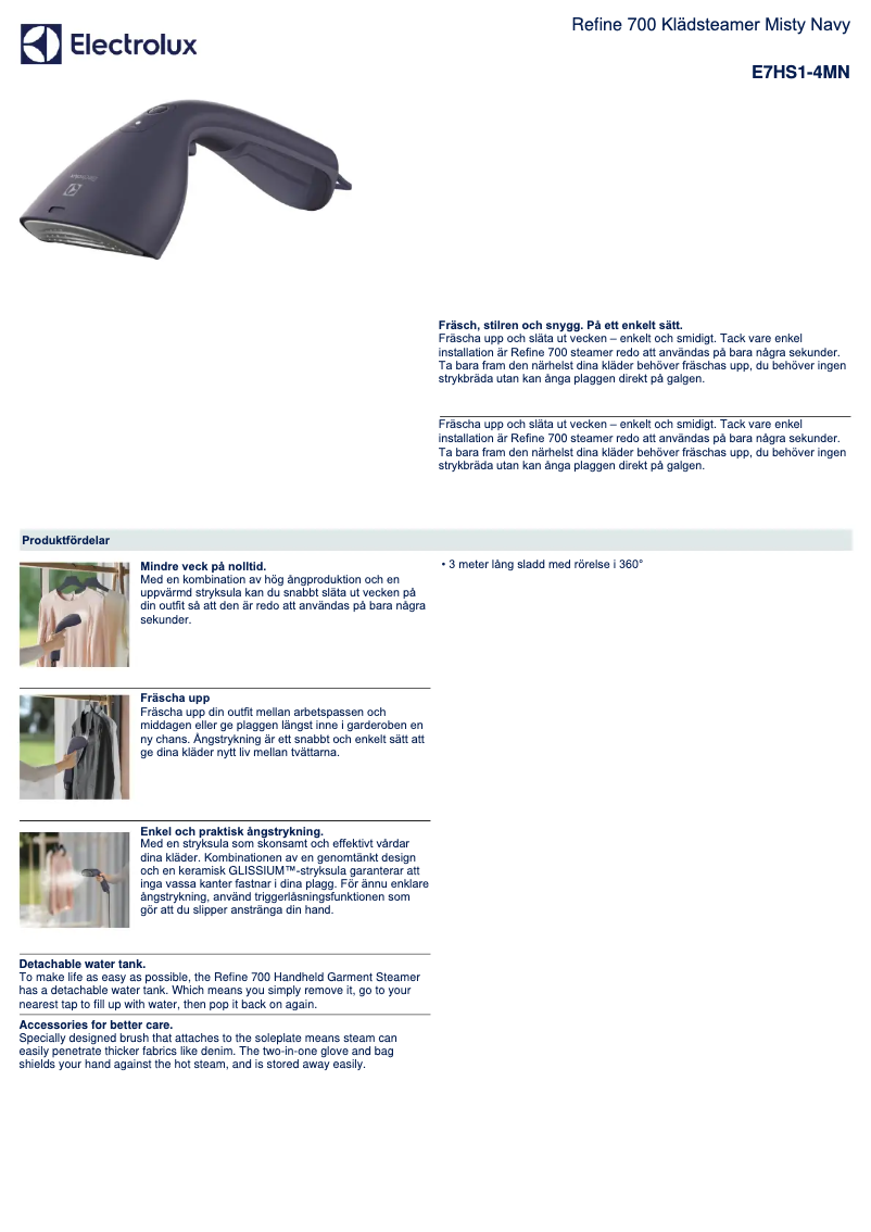 Image de la première page du manuel de l'appareil Refine 700 E7HS1-4MN