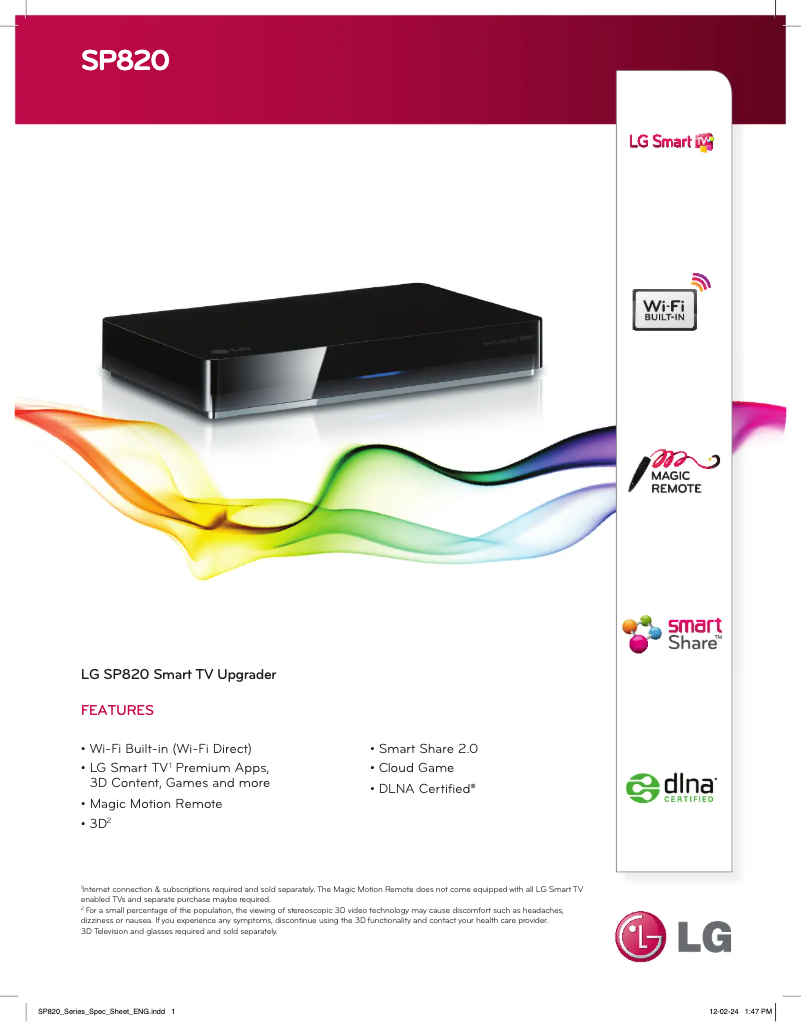 Image de la première page du manuel de l'appareil SP820