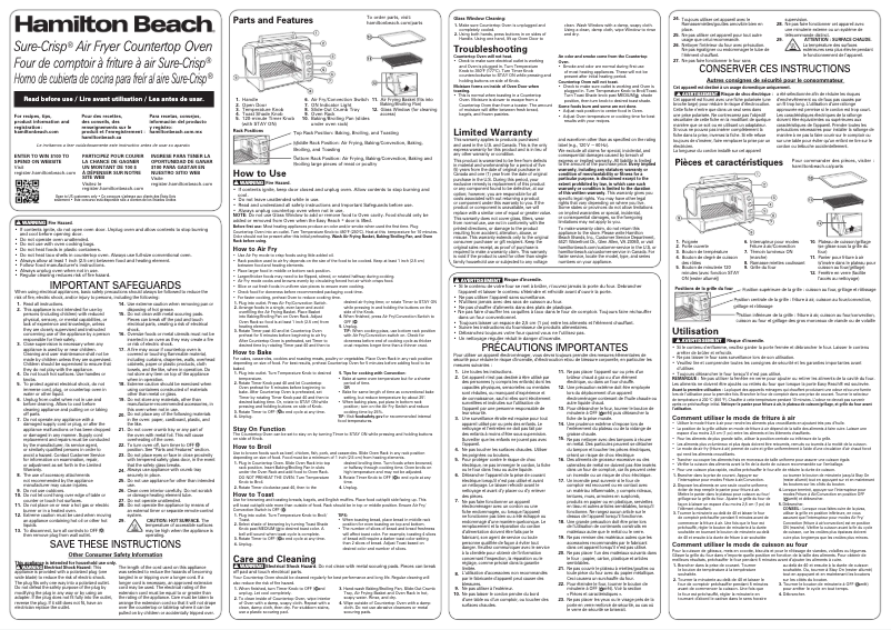 Image de la première page du manuel de l'appareil Sure-Crisp 31436