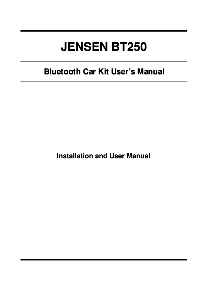 Page n°1 - Manuel utilisateur Jensen BT250
