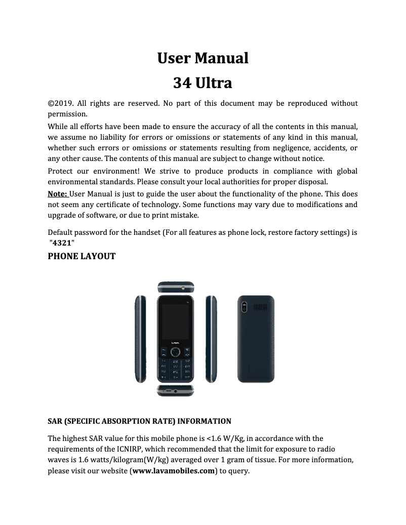 Page 1 de la notice Manuel utilisateur Lava 34 Ultra