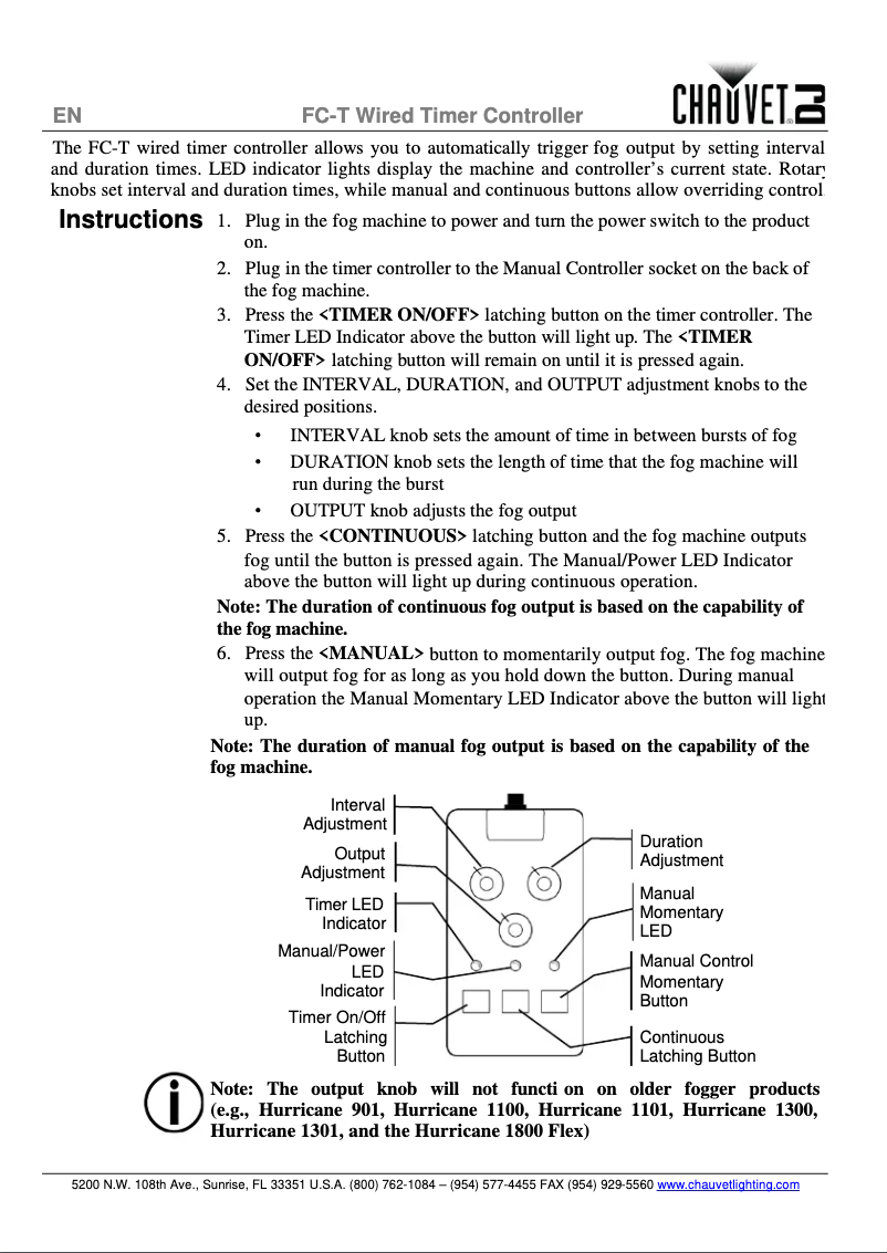 Page 1 de la notice Manuel utilisateur Chauvet FC-T