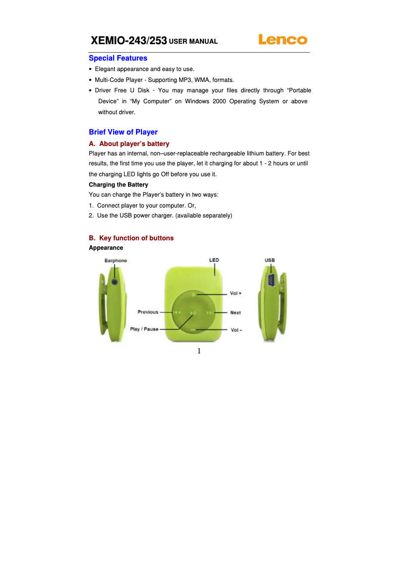 Image de la première page du manuel de l'appareil XEMIO-243