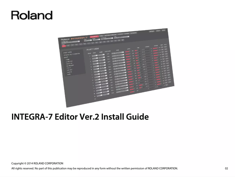 Page 1 de la notice Guide d'installation Roland INTEGRA-7