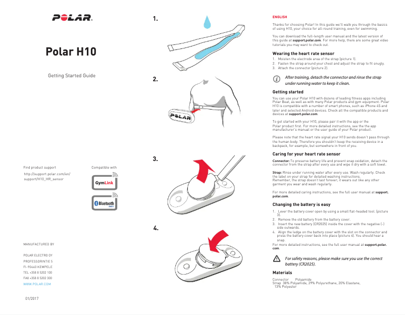 Page n°1 - Guide de démarrage rapide Polar H10