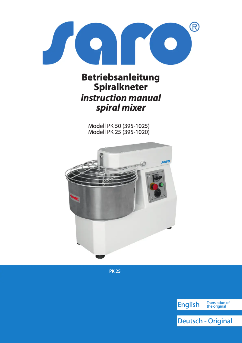 Page n°1 - Manuel utilisateur Saro PK 50