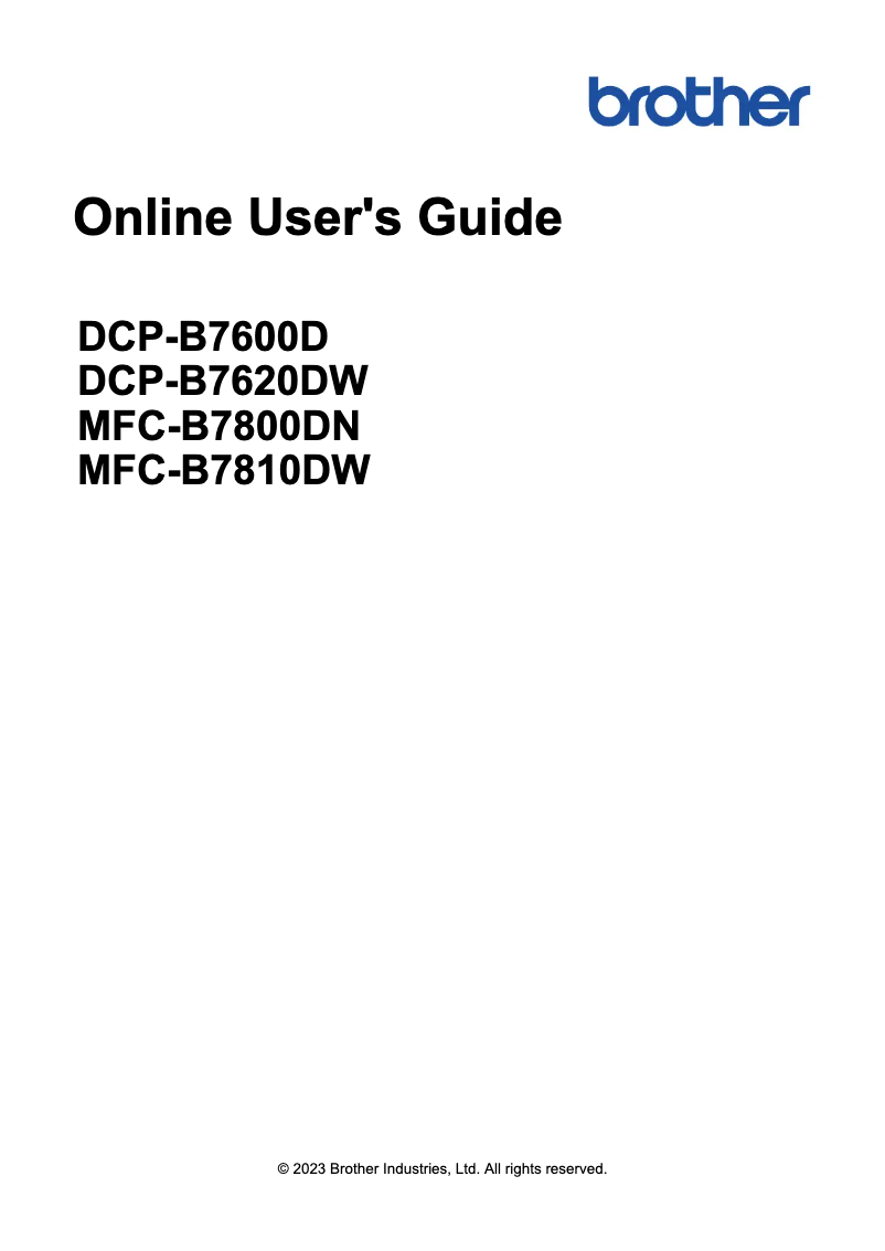 Page 1 de la notice Manuel utilisateur Brother MFC-B7810DW