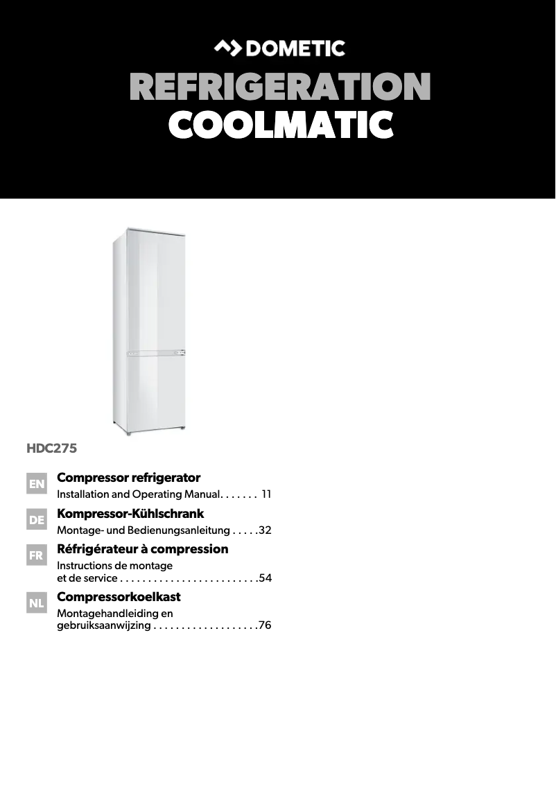 Image de la première page du manuel de l'appareil CoolMatic HDC 275