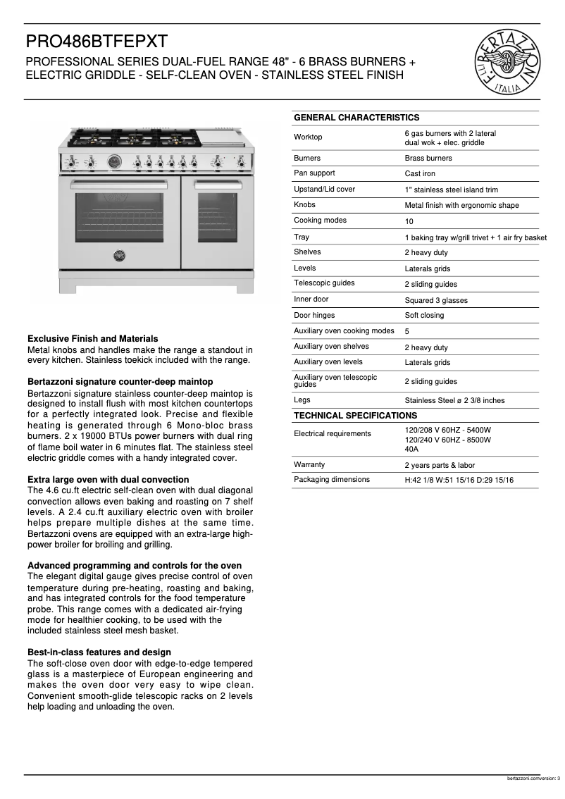 Image de la première page du manuel de l'appareil PRO486BTFEPXT