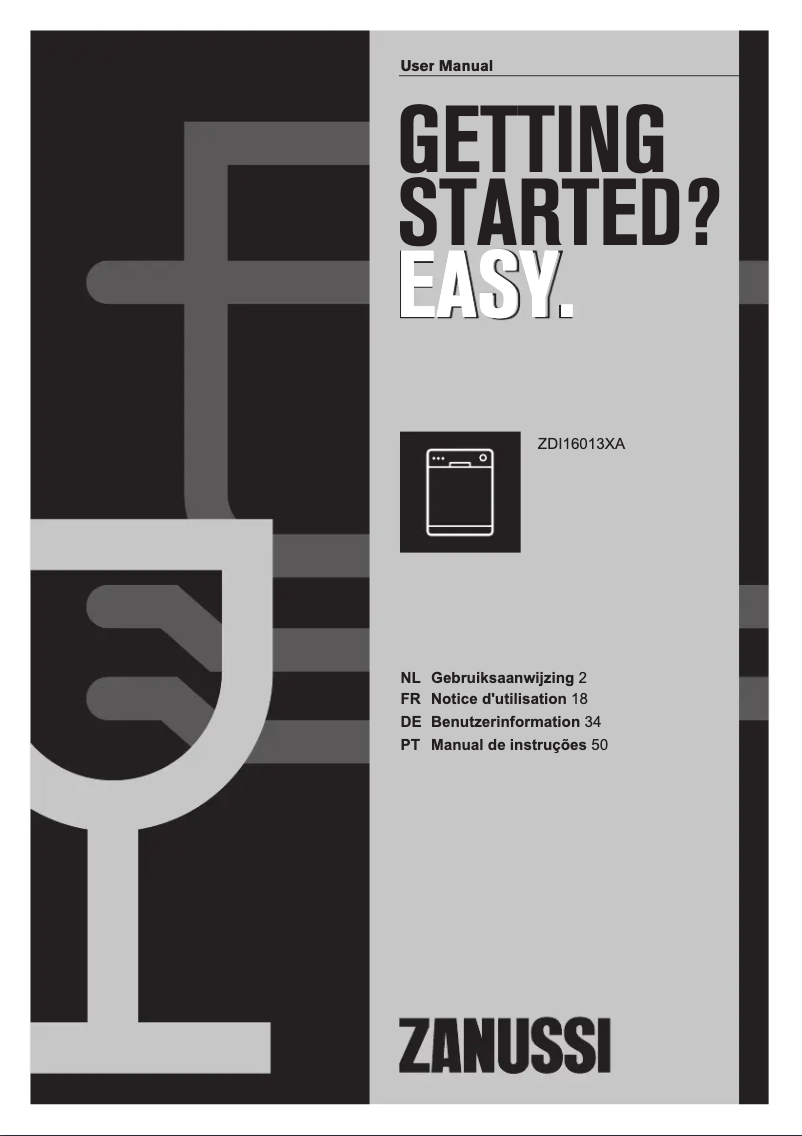 Page 1 de la notice Manuel utilisateur Zanussi ZDI16013XA