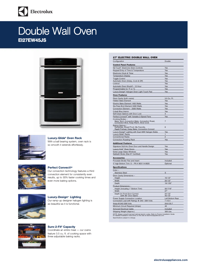 Page n°1 - Fiche technique Electrolux EI27EW45KW