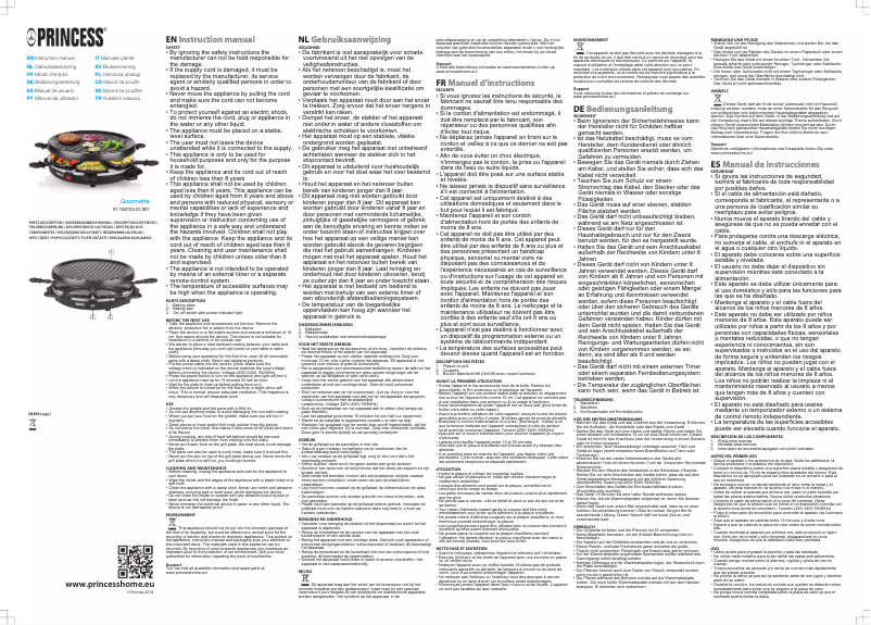 Página 1 del manual Manual de usuario Princess Raclette 6 Grill Party 162725