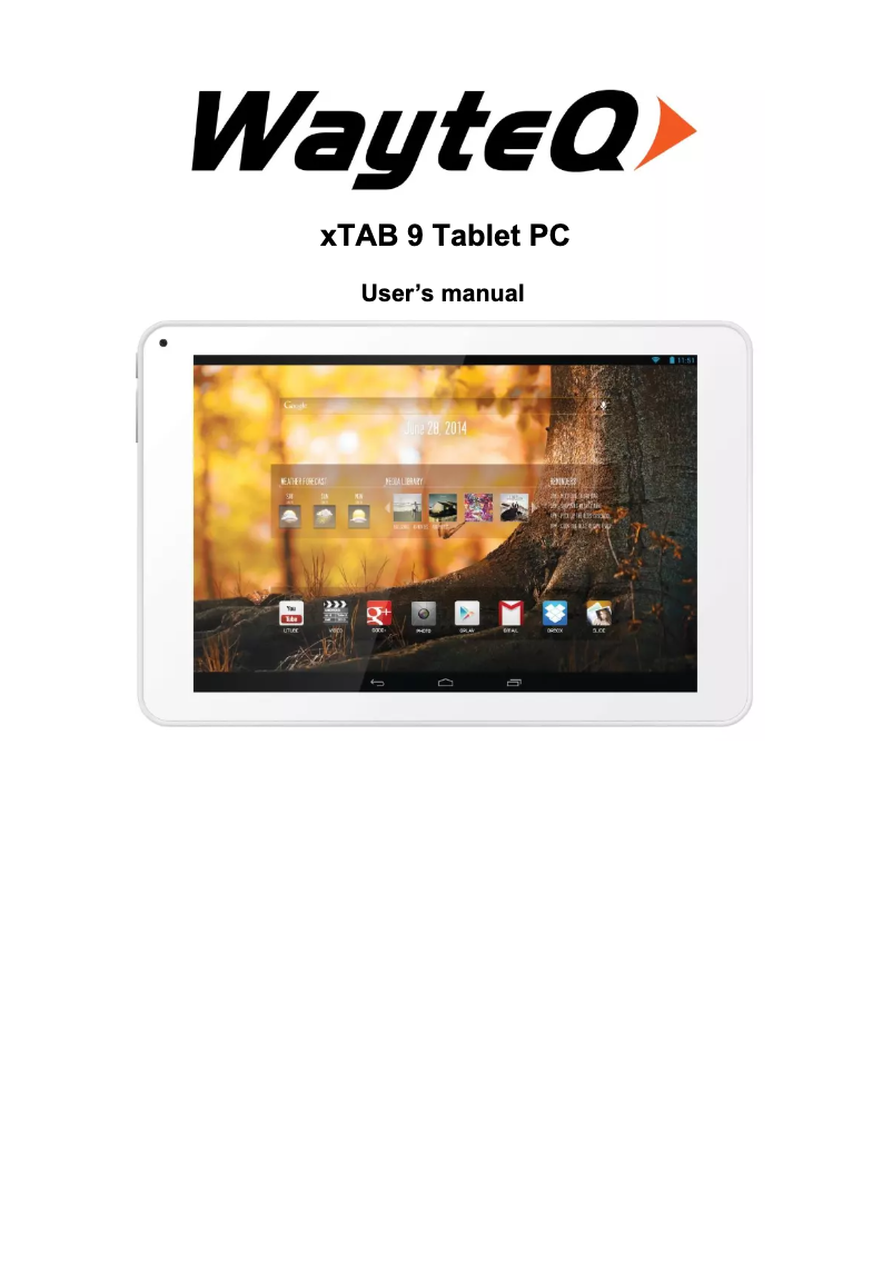Page n°1 - Manuel utilisateur WayteQ XTab 9