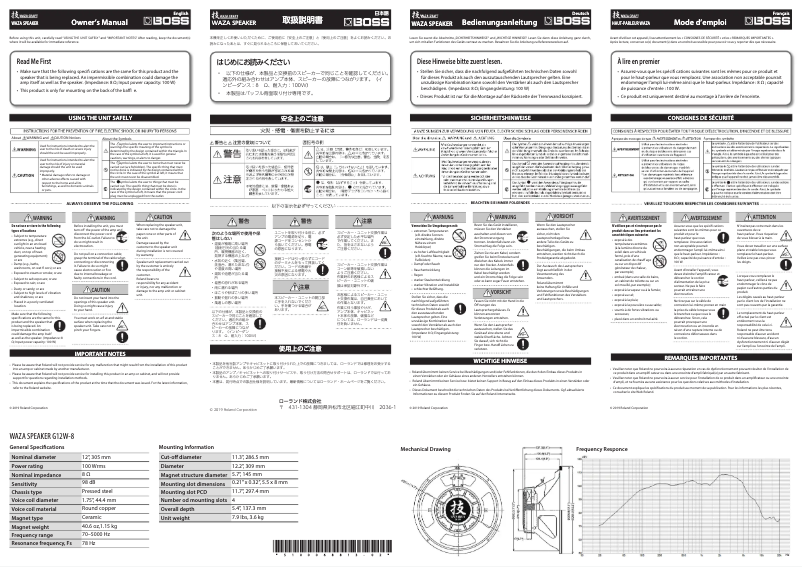 Page n°1 - Manuel utilisateur Boss WAZA Speaker