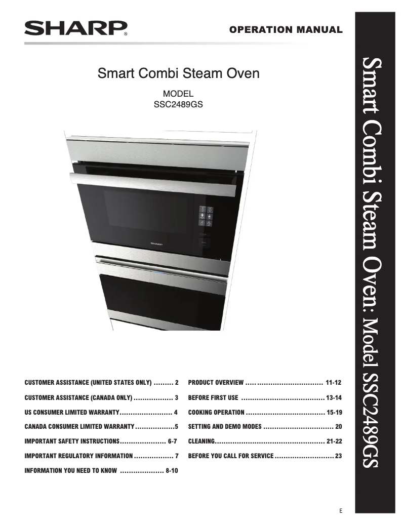 Page 1 de la notice Manuel utilisateur Sharp SSC2489GS