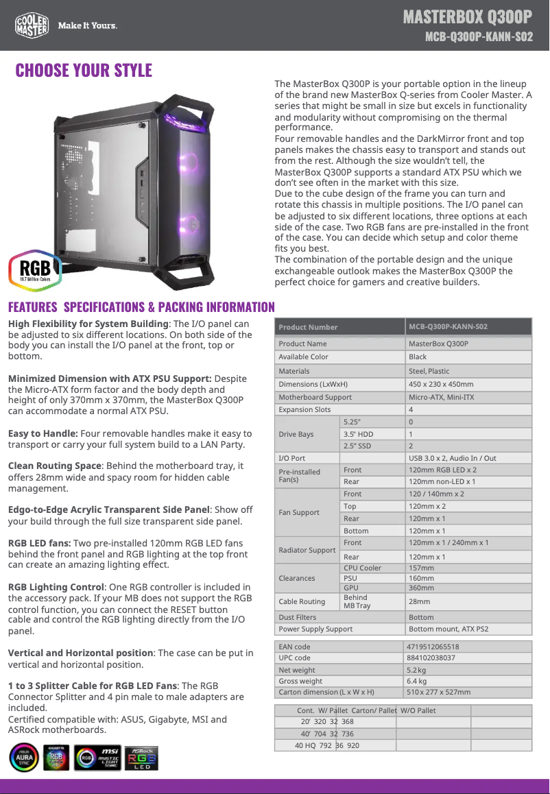 Image de la première page du manuel de l'appareil MasterBox Q300P