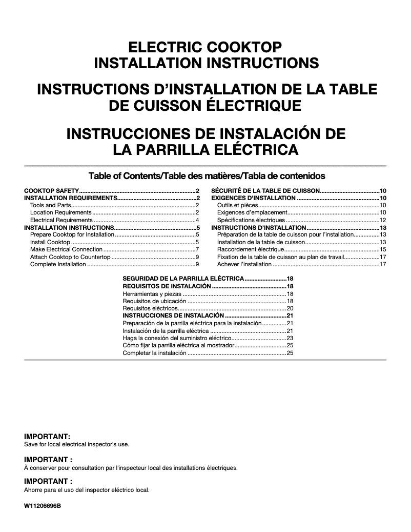 Page 1 de la notice Guide d'installation JennAir JEC4424HB