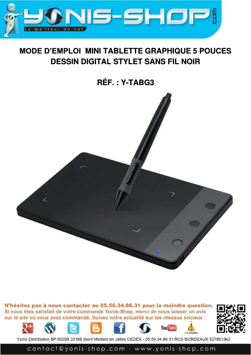 Image de la première page du manuel de l'appareil Y-TABG3