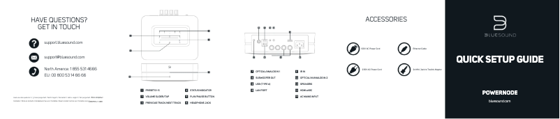 Page 1 de la notice Guide de démarrage rapide Bluesound Powernode N330