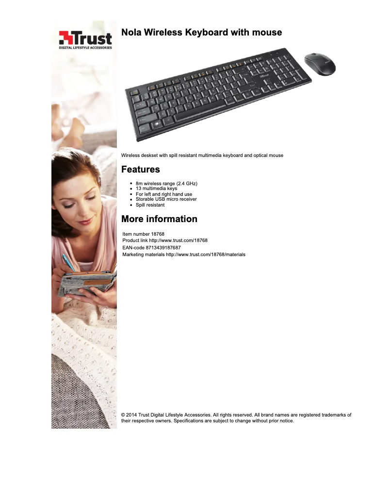 Page 1 de la notice Manuel utilisateur Trust Nola 19131