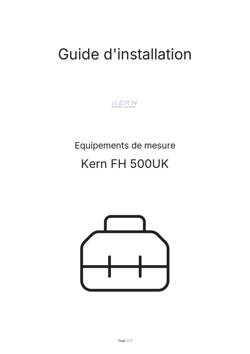 Page n°1 - Guide d'installation Kern FH 500UK