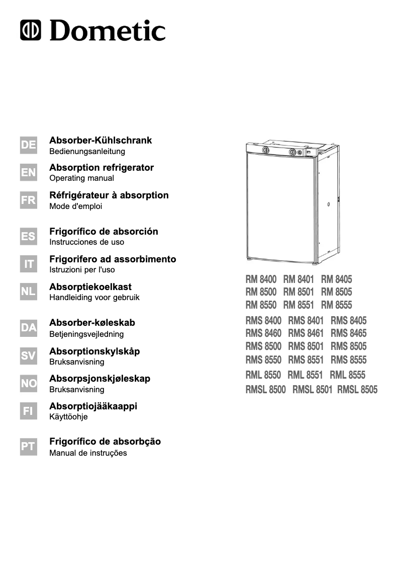 Page n°1 - Manuel utilisateur Dometic RMS 8555
