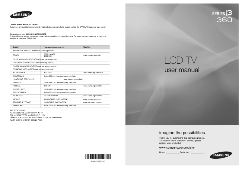 Page 1 de la notice Manuel utilisateur Samsung LN32B350F1D
