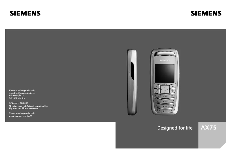 Page 1 de la notice Manuel utilisateur Siemens AX75