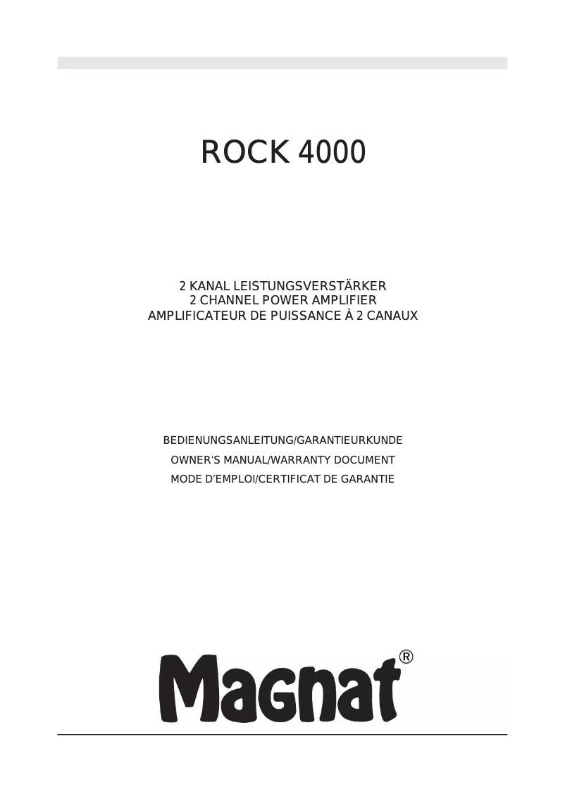 Image de la première page du manuel de l'appareil ROCK 4000