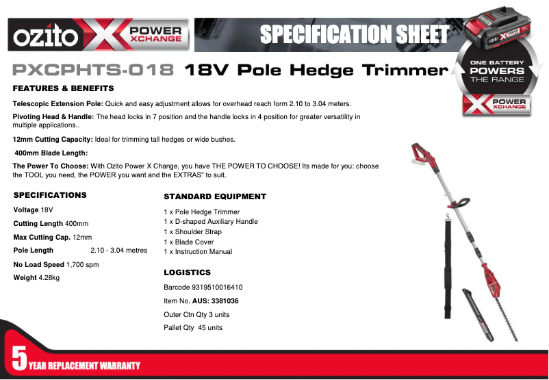 Image de la première page du manuel de l'appareil PXCPHTS-018