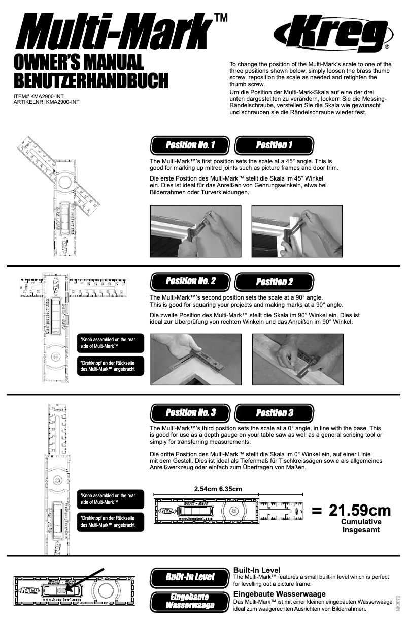 Page 1 de la notice Manuel utilisateur Kreg Multi-Mark