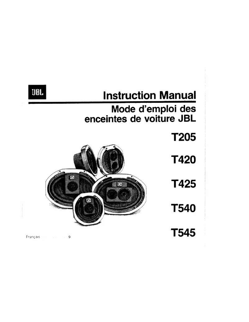 Page 1 de la notice Manuel utilisateur JBL T540