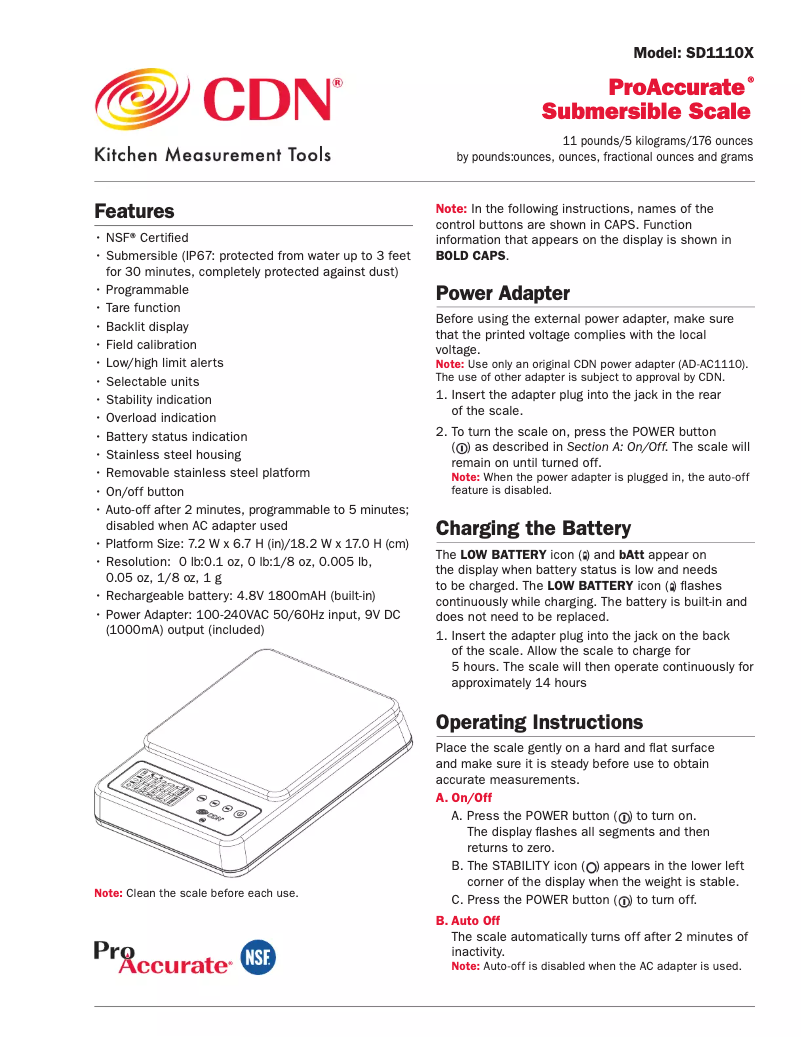 Image de la première page du manuel de l'appareil SD1110X