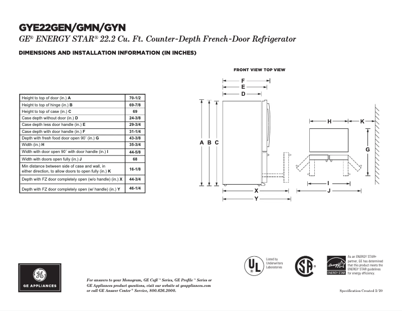 Image de la première page du manuel de l'appareil GYE22GMNES