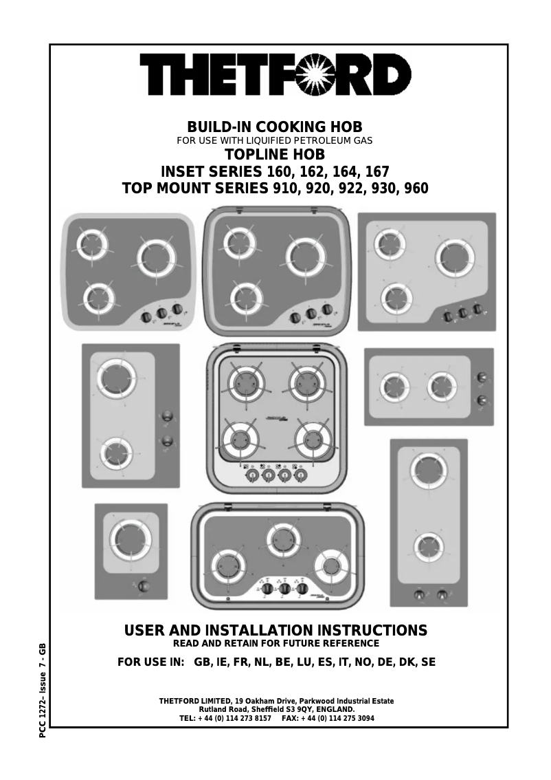 Page 1 de la notice Manuel utilisateur Thetford 167