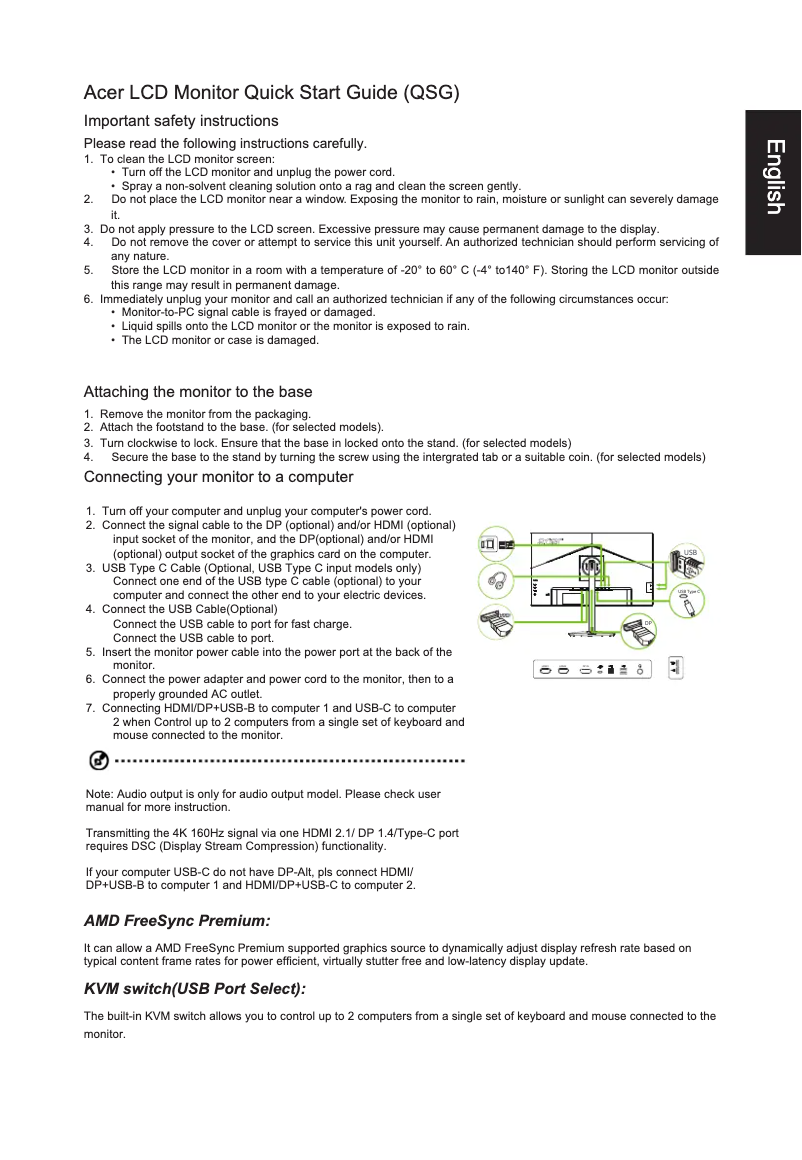 Page n°1 - Guide de démarrage rapide Acer XV272KLV