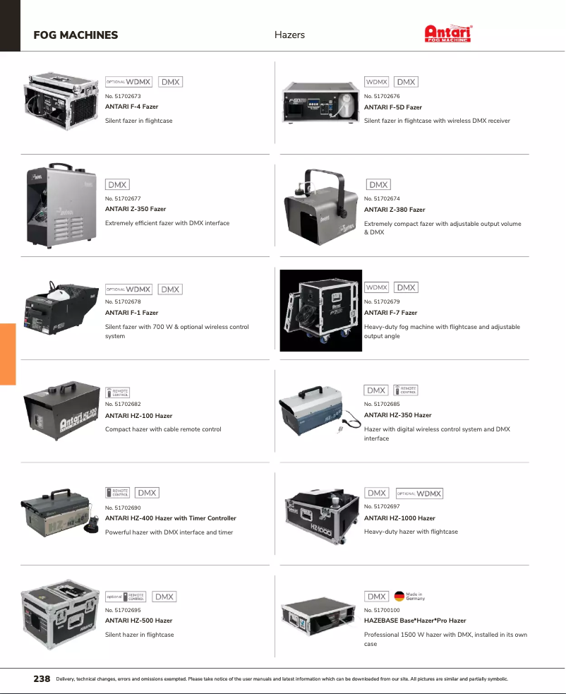 Page 1 de la notice Catalogue Antari F-7