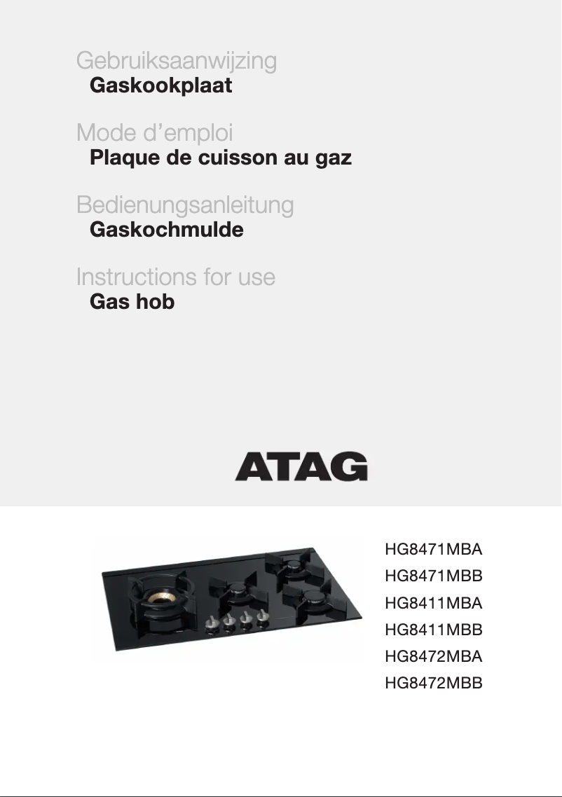 Page 1 de la notice Manuel utilisateur Atag HG8472MBA